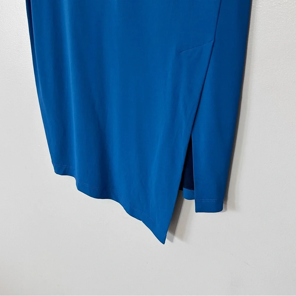 Iris Setlakwe‎ Tie Neck Midi Dress Asymmetrical Hem Dressy Blue Size Small
